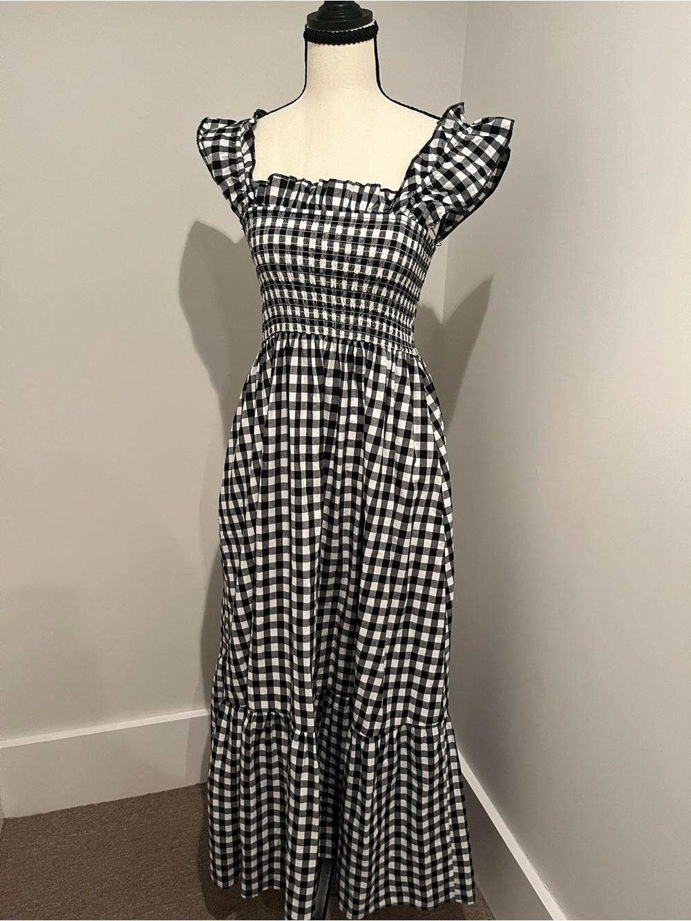 Black and White Gingham Maxi Dress